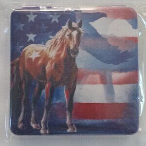 Patriotic Horse Square Compact Mirror